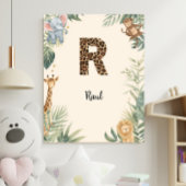 Safari Jungle Personalized Name Monogram R Nursery ポスター