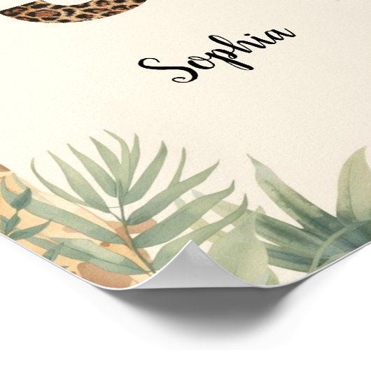 Safari Jungle Personalized Name Monogram S Nursery ポスター (角)