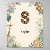 Safari Jungle Personalized Name Monogram S Nursery ポスター (正面)