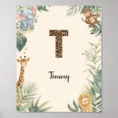 Safari Jungle Personalized Name Monogram T Nursery ポスター (正面)