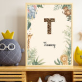 Safari Jungle Personalized Name Monogram T Nursery ポスター