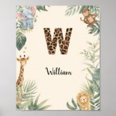 Safari Jungle Personalized Name Monogram W Nursery ポスター (正面)