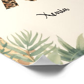Safari Jungle Personalized Name Monogram X Nursery ポスター (角)