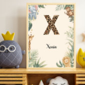 Safari Jungle Personalized Name Monogram X Nursery ポスター