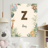 Safari Jungle Personalized Name Monogram Z Nursery ポスター