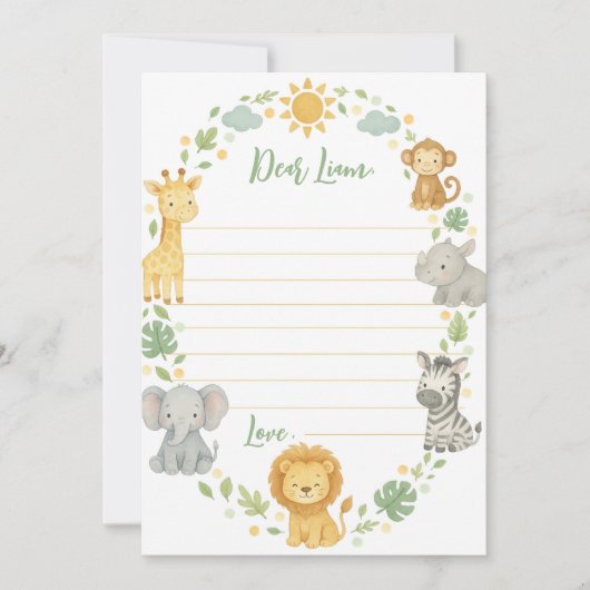 Safari Jungle Time Capsule Note Message Card サンキューカード (正面)