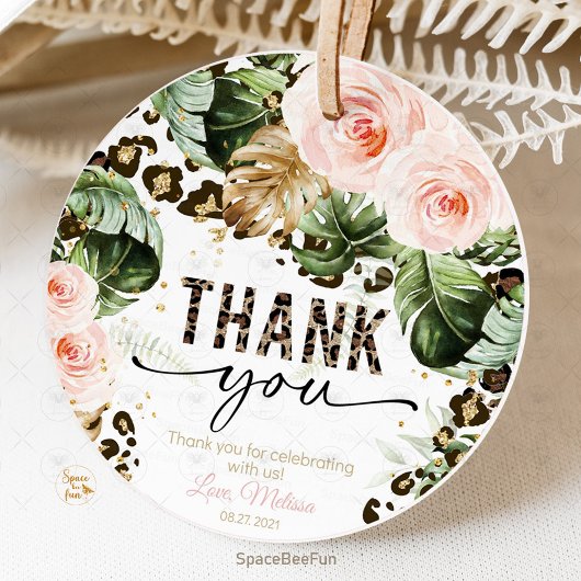 Safari Leopardプリント誕生日メッセージカード フェイバータグ