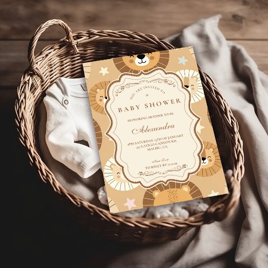 Safari Lion Baby Shower 招待状