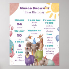 Safari Milestone First誕生日ボードポスター ポスター