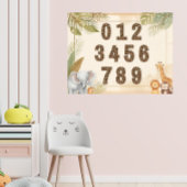 Safari Numbers Nursery Boho Jungle Animals Poster ポスター