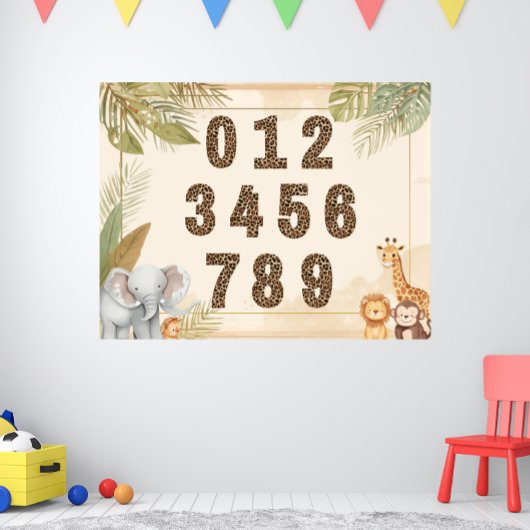 Safari Numbers Nursery Boho Jungle Animals Poster ポスター