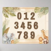 Safari Numbers Nursery Boho Jungle Animals Poster ポスター (正面)