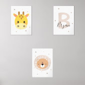 Safari Nursery Wall Art Set Giraffe Lion Custom (正面)