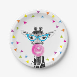 Safari Party Animals Wild Giraffe Jungle Birthday ペーパープレート