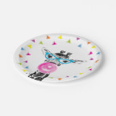 Safari Party Animals Wild Giraffe Jungle Birthday ペーパープレート (アングル)