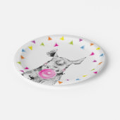 Safari Party Animals Wild Rhino Zoo Birthday ペーパープレート (アングル)