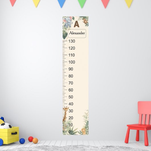 Safari Personalized Name Monogram A Growth Chart ポスター