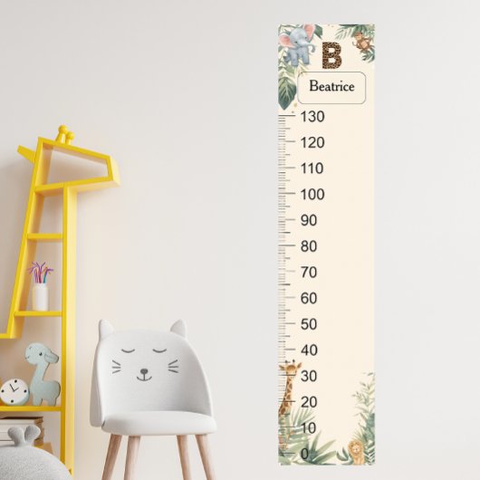 Safari Personalized Name Monogram B Growth Chart ポスター
