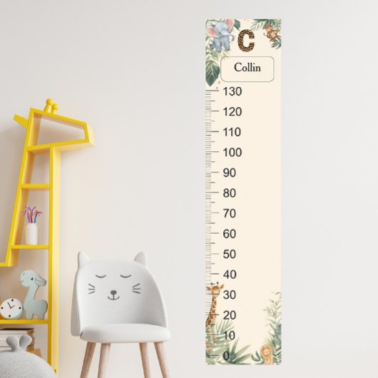 Safari Personalized Name Monogram C Growth Chart ポスター