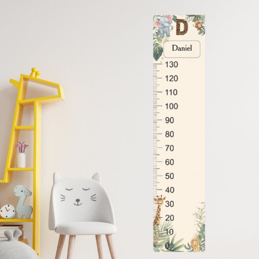 Safari Personalized Name Monogram D Growth Chart ポスター