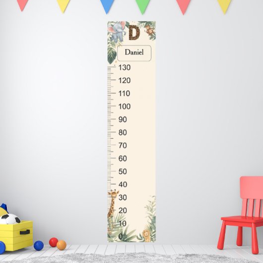 Safari Personalized Name Monogram D Growth Chart ポスター