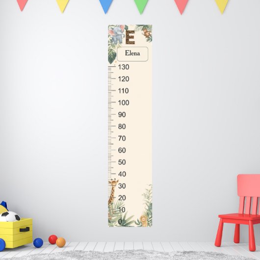 Safari Personalized Name Monogram E Growth Chart ポスター