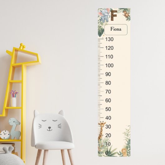 Safari Personalized Name Monogram F Growth Chart ポスター