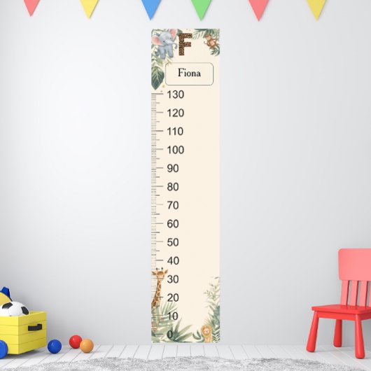 Safari Personalized Name Monogram F Growth Chart ポスター