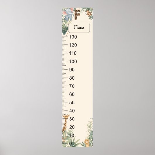 Safari Personalized Name Monogram F Growth Chart ポスター (正面)