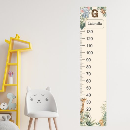 Safari Personalized Name Monogram G Growth Chart ポスター
