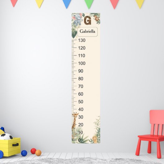 Safari Personalized Name Monogram G Growth Chart ポスター