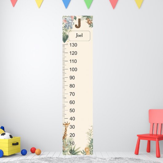 Safari Personalized Name Monogram J Growth Chart ポスター