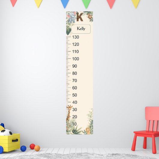 Safari Personalized Name Monogram K Growth Chart ポスター