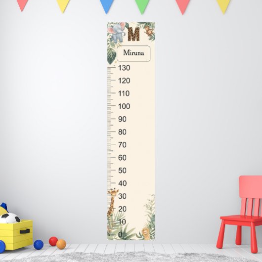 Safari Personalized Name Monogram M Growth Chart ポスター