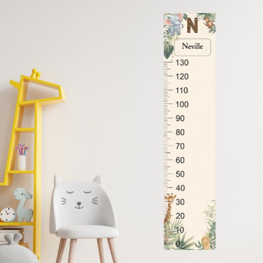 Safari Personalized Name Monogram N Growth Chart ポスター
