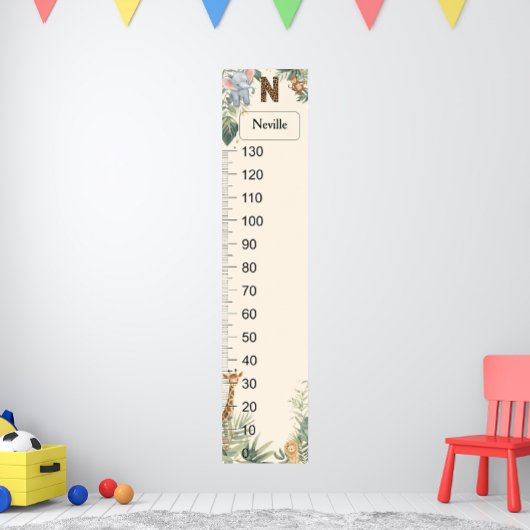 Safari Personalized Name Monogram N Growth Chart ポスター