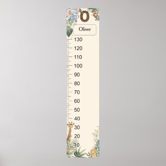 Safari Personalized Name Monogram O Growth Chart ポスター (正面)