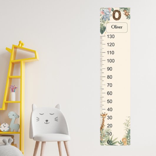 Safari Personalized Name Monogram O Growth Chart ポスター