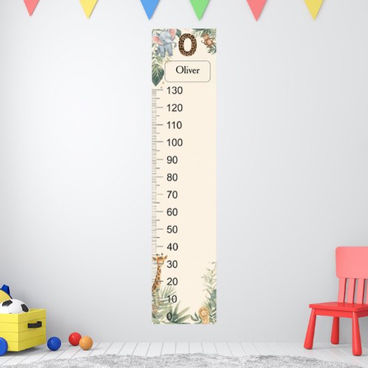 Safari Personalized Name Monogram O Growth Chart ポスター