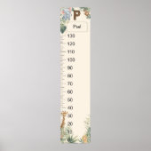 Safari Personalized Name Monogram P Growth Chart ポスター (正面)