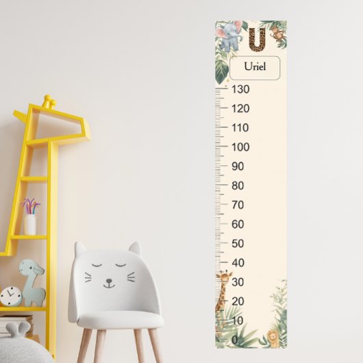 Safari Personalized Name Monogram U Growth Chart ポスター