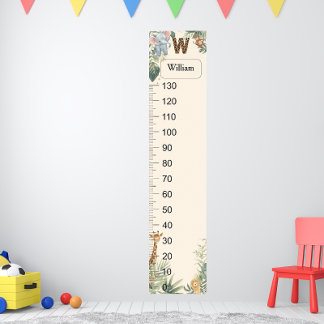 Safari Personalized Name Monogram W Growth Chart ポスター