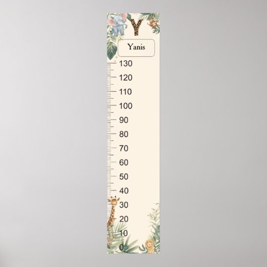 Safari Personalized Name Monogram Y Growth Chart ポスター (正面)