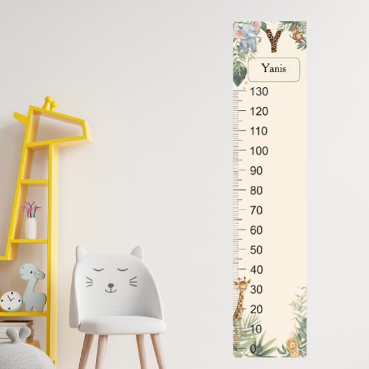 Safari Personalized Name Monogram Y Growth Chart ポスター