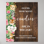 Safari Pink Rustic How many Candies Shower Game ポスター (正面)