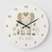 Safari Portrait Elephant Ivory ID1264 ラージ壁時計 (正面)