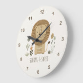 Safari Portrait Lion Ivory ID1264 ラージ壁時計 (傾斜)