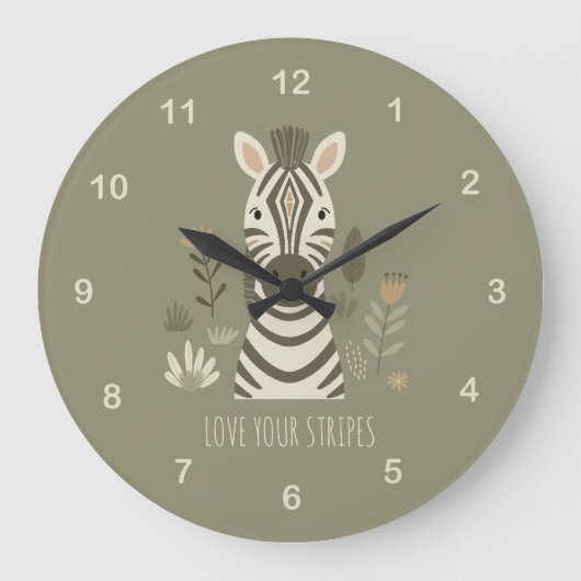 Safari Portrait Zebra ID1264 ラージ壁時計 (正面)