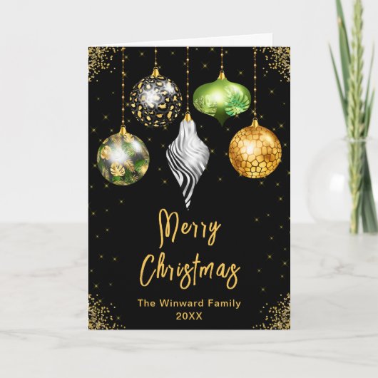 Safari Print Ornaments Merry Christmas シーズンカード (正面)