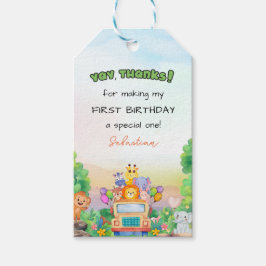 Safari Ride Wild One Boy 1st Birthday Favor Gift ギフトタグ